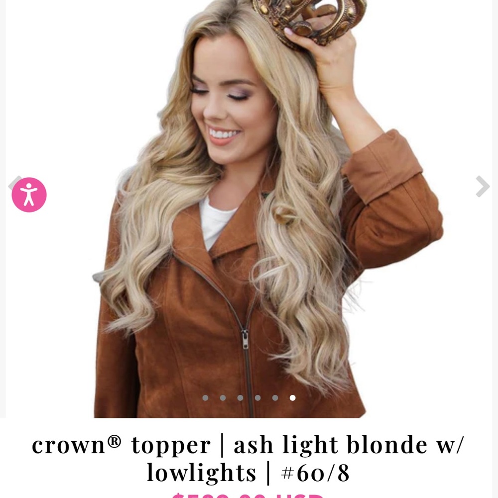 Hidden Crown Topper.  Real hair.  Can be washed and styled.